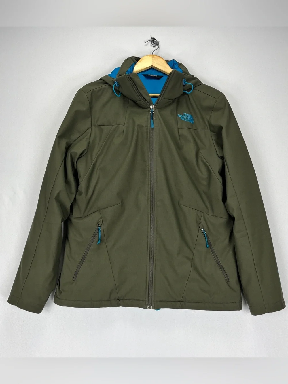 The North Face Softshell Jacket Men’s Medium Olive Green Lined Heavyweight Hood